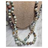 Multi-Strand Beaded Necklace with Polished Stones