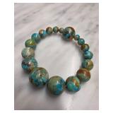 Turquoise and Metallic Toned Beaded Bracelet