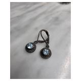 Sterling Silver Drop Earrings with Blue Stones