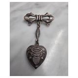 Sterling Silver Heart Locket Pin