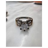 Sterling Silver Ring, Size 9.5 with Clear Stone