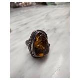 Sterling Silver and Amber Ring