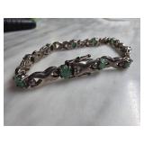Sterling Silver and Emerald Bracelet