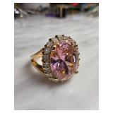 Sterling Silver Size 9 Ring with Pink Stone