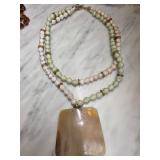 Double-Strand Bead Necklace with Shell Pendant