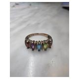 Sterling Silver Sz 8 Ring with Multi-Stones