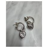 Sterling Silver Heart Earrings With Stones