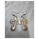 Sterling Silver Cross Dangle Earrings