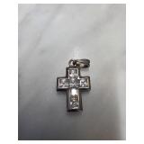 Sterling Silver Cross Pendant With Clear Stones