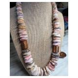 Necklace With Pink and Neutral Stone Beads
