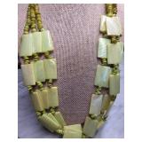Three-Strand Green Beaded Necklace