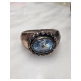 Sterling Silver Ring With Topaz, Sz 6.5