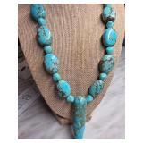 Turquoise Beaded Necklace with Pendant