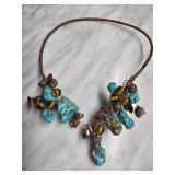 Turquoise and Brown Beaded Necklace