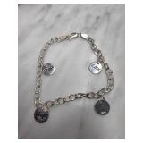 Sterling Silver Charm Bracelet with Pendants