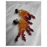 Sterling Silver and Amber Dangle Earrings