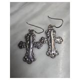 Sterling Silver Cross Dangle Earrings