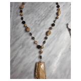 Beaded Necklace with Stone Pendant