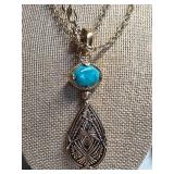 Barse Turquoise Pendant Necklace with Chain