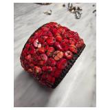 Handcrafted Red Coral Beaded Cuff Bracelet
