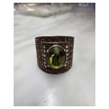 Heidi Daus Ring with Green Center Stone, Sz6.5