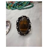 Sterling Silver Size 8 Tigerï¿½s Eye Ring