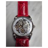 Stauer Skeleton Watch With Red Strap