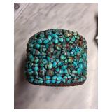 Woven Cuff Bracelet With Turquoise Accents