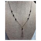 Sterling Silver Necklace with Black Beads