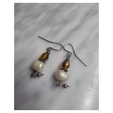 Sterling Silver Dangle Earrings with Pearls