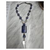 Blue Beaded Necklace With Pendant