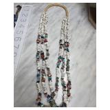 Multistrand White and Multicolor Beaded Necklace