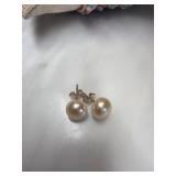 Sterling Silver and Pearl Stud Earrings