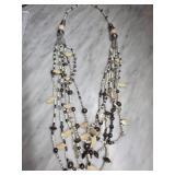 Multistrand Beaded Necklace With Leaf Accents