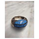 Sterling Silver Size 6 Ring with Blue Stone Accent