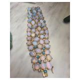 Gold-Tone Bracelet With Opalescent and Turquoise S