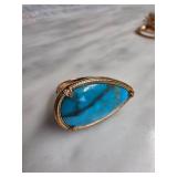 Gold-Tone Ring with Blue Stone, Sz 6