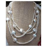 Multi-Strand White Pearl Necklace