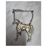 Sterling Silver Horse Brooch With Chain Detail