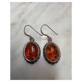 Sterling Silver and Amber Earrings