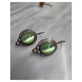 Sterling Silver Earrings with Green Stones