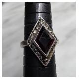Sterling Silver and Garnet Ring Sz 5.5