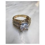 Sterling Silver Ring with Clear Stone, Size 7.5