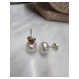 Sterling Silver and Pearl Stud Earrings