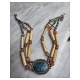 Multistrand Necklace With Stone and Bead Accents