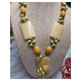 Beaded Necklace With Yellow and Green Accents