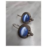 Sterling Silver Earrings With Blue Stone