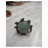 Sterling Silver Ring with Jade Centerpiece
