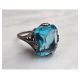 Sterling Silver Sz 5 Ring with Blue Stone