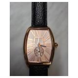 Bronzo Italia Watch with Black Leather Strap